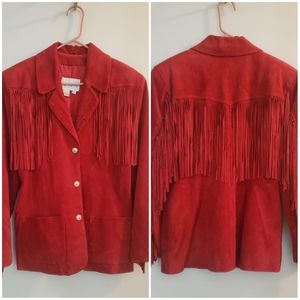 Spiegel Red Leather Fringe Western Jacket 8